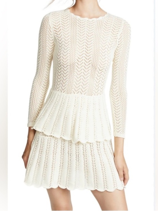 Cynthia Rowley Dresses & Skirts - Cynthia Rowley Cream Crochet Peplum Long Sleeve Dress